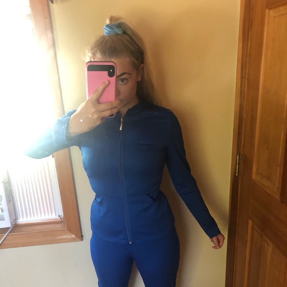 A royal blue tracksuit